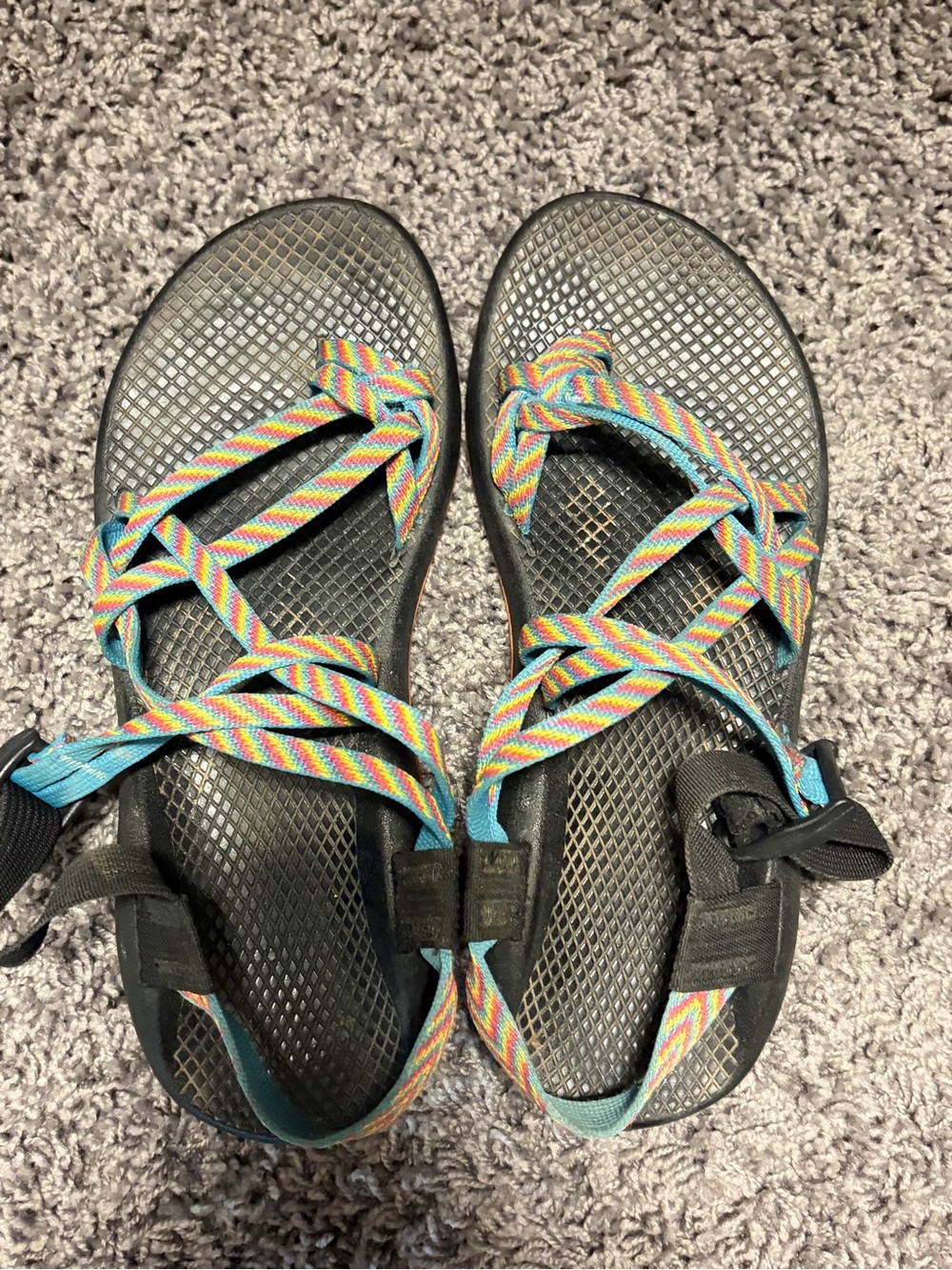 Chaco Women’s Rainbow Woven Strap Sandals with Black Footbed